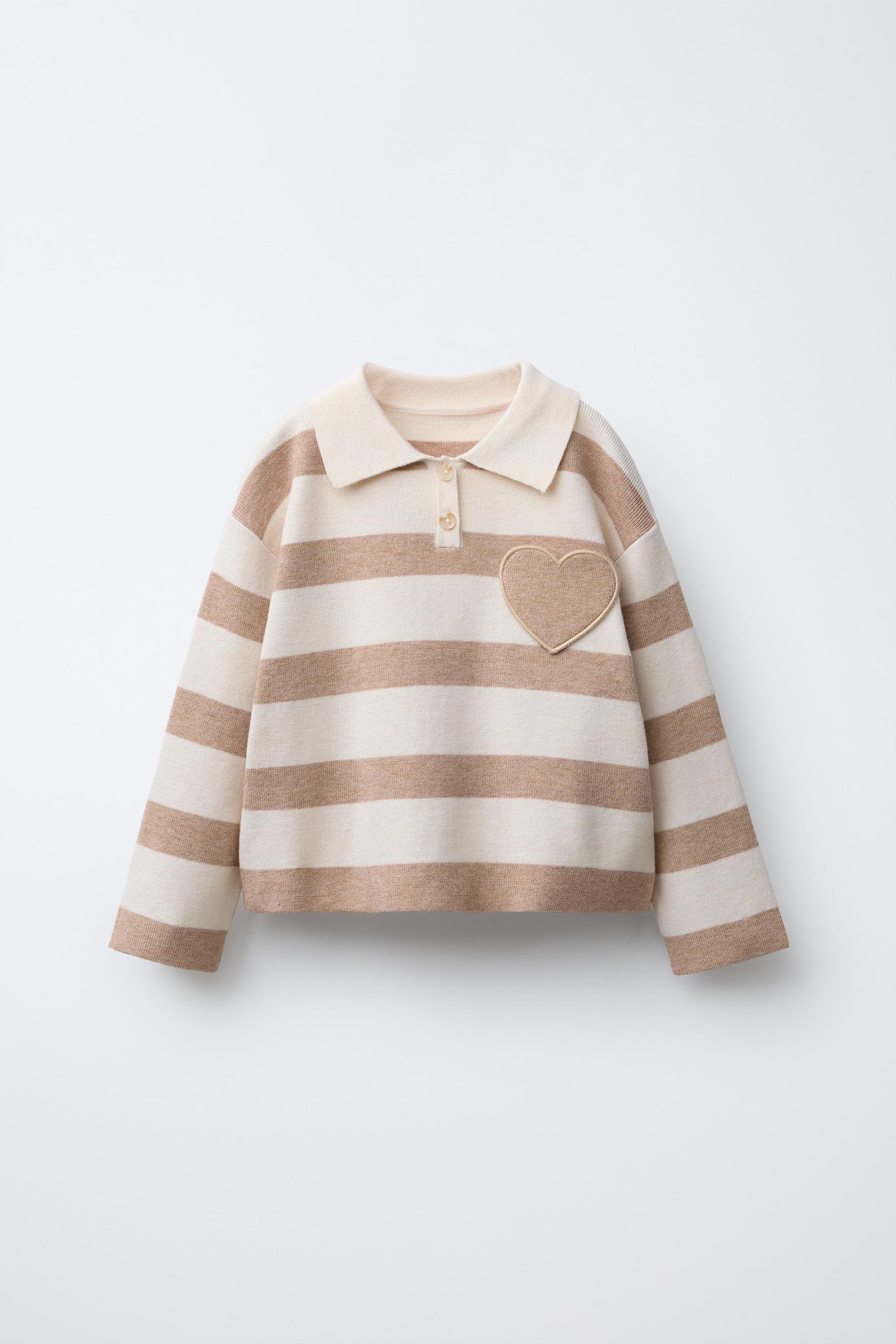 STRIPED KNIT POLO SHIRT WITH HEART POCKET